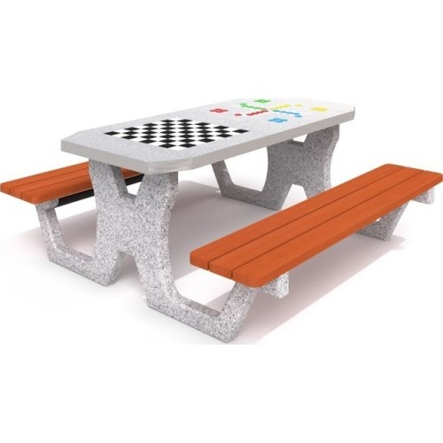 Concrete Table for Chess - Checkers / Ludo Game Inter-Play 02