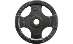 Body-Solid olimpinis plieninis svorio diskas su rankenomis, 20 kg, pilkas