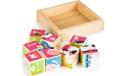 Edukaciniai mediniai kaladėlių dėlionė Ecotoys Zoo