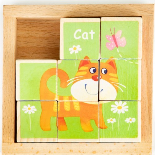 Развивающие деревянные кубики-пазл Ecotoys Zoo