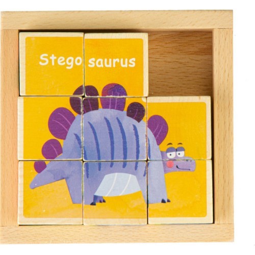 Edukaciniai mediniai kaladėlių dėlionė Ecotoys Dino