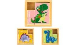 Edukaciniai mediniai kaladėlių dėlionė Ecotoys Dino