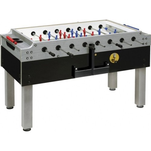 Soccer / Foosball Table, Garlando Olympic Silver, with Coin Slot, incl. glass cover, Sport Professional