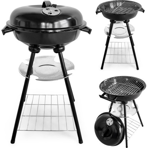 Garden grill with lid and ash pan