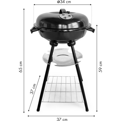 Garden grill with lid and ash pan