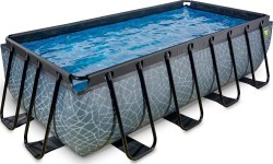 EXIT Stone pool 400x200 cm with sand filter pump - grey Framed pool Rectangular 7020 L