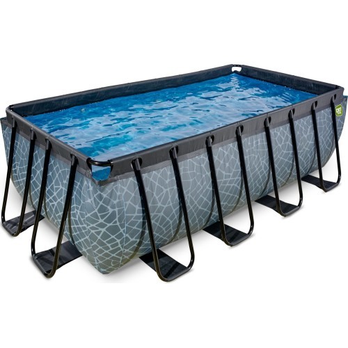 EXIT Stone pool 400x200x122cm with sand filter pump - grey