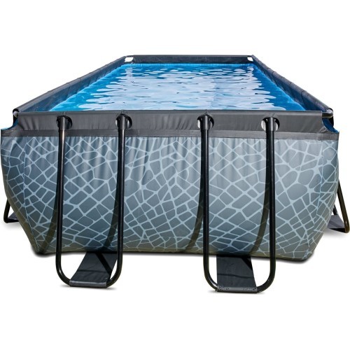 EXIT Stone pool 400x200x122cm with sand filter pump - grey