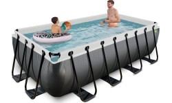 EXIT Black Leather pool 400x200x100cm with sand filter pump - black