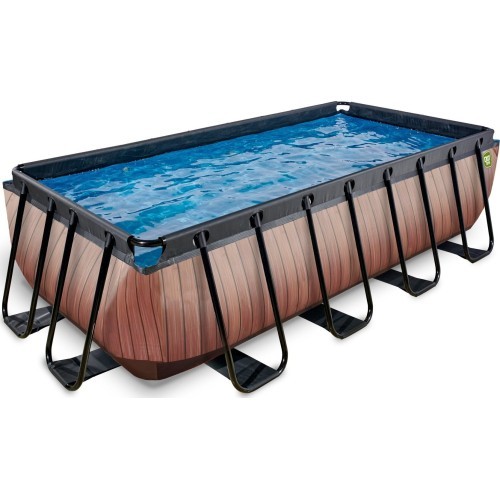 EXIT Wood pool 400x200x100cm with filter pump - brown