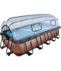 EXIT Wood pool 540x250x122cm with dome and sand filter pump - brown