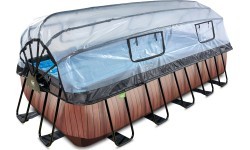 Бассейн EXIT Wood 540x250x122 см с куполом и песочным фильтр-насосом, коричневый