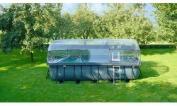 EXIT Wood pool 540x250x122cm with dome and sand filter pump - brown