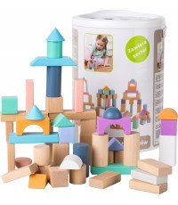 Medinės kaladėlės Eko Žaislas 100 vnt Pastel