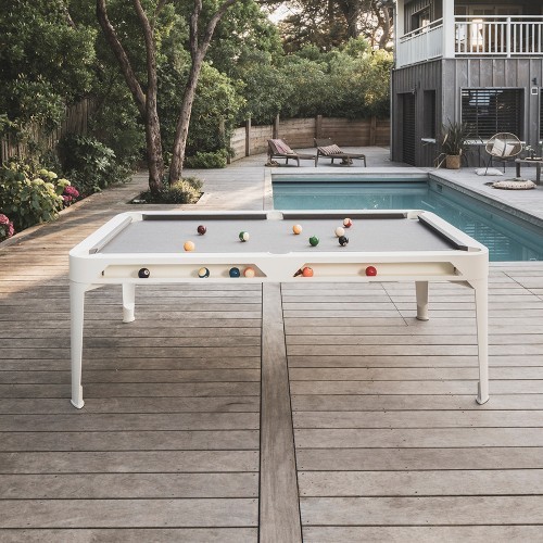 Hyphen Outdoor Pool table White Frame / Light Grey Cloth - Dark Grey - No top