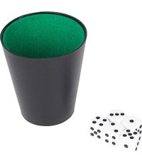 Dice cup 9 cm including 5 dice
