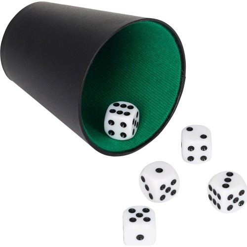 Dice cup 9 cm including 5 dice