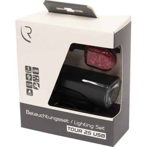 Žibintų komplektas RFR Light Set TOUR 25 LUX // Micro-USB