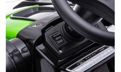 Vaikiškas elektromobilis traktorius su ekskavatoriumi, žalias