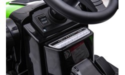 Vaikiškas elektromobilis traktorius su ekskavatoriumi, žalias