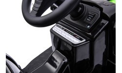 Vaikiškas elektromobilis traktorius su ekskavatoriumi, žalias