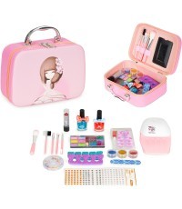 Set of cosmetics for children trunk with mirror UV LED lamp