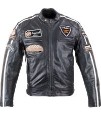 Vyriška odinė motociklininko striukė W-TEC Black Cracker - Juoda