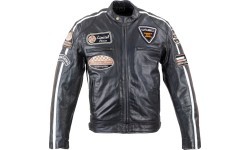 Vyriška odinė motociklininko striukė W-TEC Black Cracker - Juoda