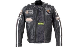 Men’s Leather Motorcycle Jacket W-TEC Black Cracker - Black