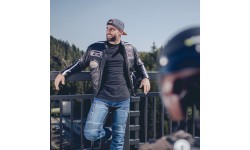 Vyriška odinė motociklininko striukė W-TEC Black Cracker - Juoda