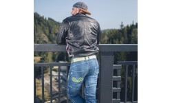 Vyriška odinė motociklininko striukė W-TEC Black Cracker - Juoda