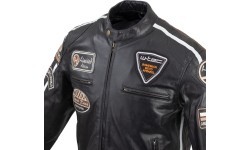 Men’s Leather Motorcycle Jacket W-TEC Black Cracker - Black