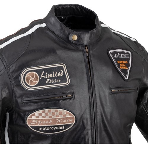 Мужская кожаная мотоциклетная куртка W-TEC Black Cracker - Чёрный