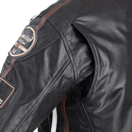 Vyriška odinė motociklininko striukė W-TEC Black Cracker - Juoda