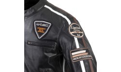 Vyriška odinė motociklininko striukė W-TEC Black Cracker - Juoda