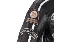 Vyriška odinė motociklininko striukė W-TEC Black Cracker - Juoda