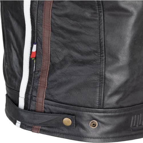 Vyriška odinė motociklininko striukė W-TEC Black Cracker - Juoda