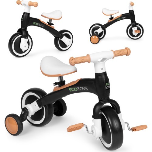 Cross-country bicycle with pedals - training side wheels 3-in-1 black ECOTOYS