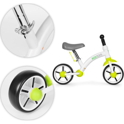 Детский беговел с колёсами EVA и регулируемым седлом, зелёный ECOTOYS