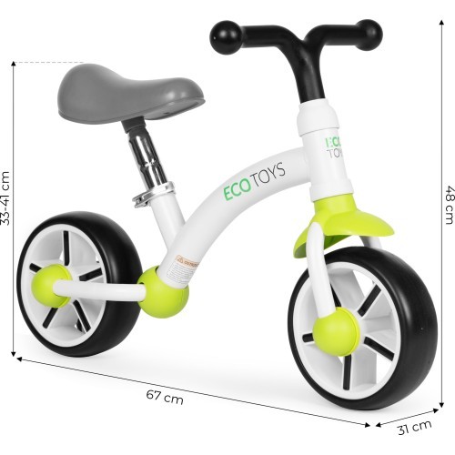 Vaikiškas balansinis dviratis EVA ratais ir reguliuojama sėdyne, žalias ECOTOYS