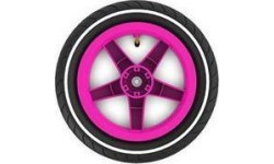 Wheel pink 12.5x2.25-8 slick (white striping) traction
