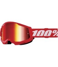 Vaikiški motokroso akiniai 100% Strata 2 Youth Mirror - Raudona, raudonas pleksis