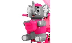 Трёхколёсный детский велосипед Elephant Pink + звуки + крыша + барьер + подножка + ручка + корзина