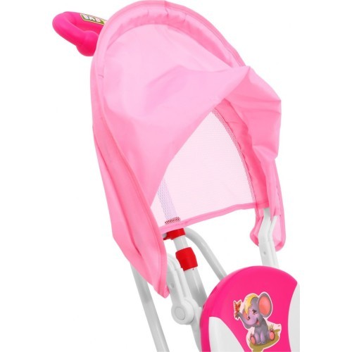 3-wheeled children's bike Elephant Pink + Sounds + Roof + Barrier + Footrest + Handle + Storage