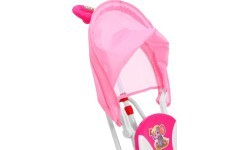 Triratis vaikiškas dviratis Elephant Pink + garsai + stogelis + barjeras + kojų atrama + rankena + krepšys