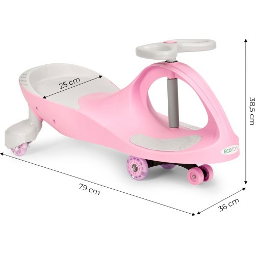 Vaikiškas mašinėlė su LED ratais rožinis ECOTOYS