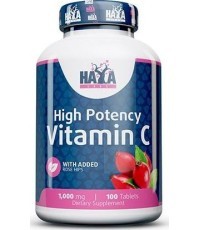 Haya Labs High Potency Vitamin C with Rose Hips 100 tab. (Vitaminas C su paprastuoju erškėčiu)