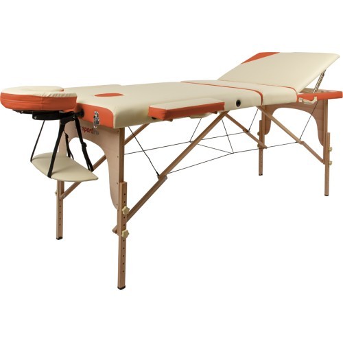 Massage Table inSPORTline Japane 3-Piece Wooden - White-Orange