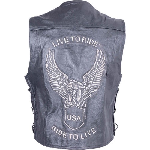 Leather Moto Jacket Sodager Live To Ride - Black