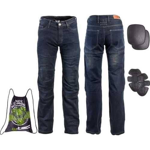 W-TEC Pawted Dark men's moto jeans - Dark blue